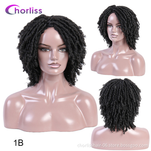 2020 Hot Selling Cheap Synthetic Hair Wigs for Black Women African Short Dreadlocks Wig Faux Locs Crochet Hair Braided Wigs